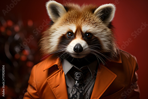 Red Panda in Fashionable Outfit - Perfect for Dynamic and People-Centric Marketing
