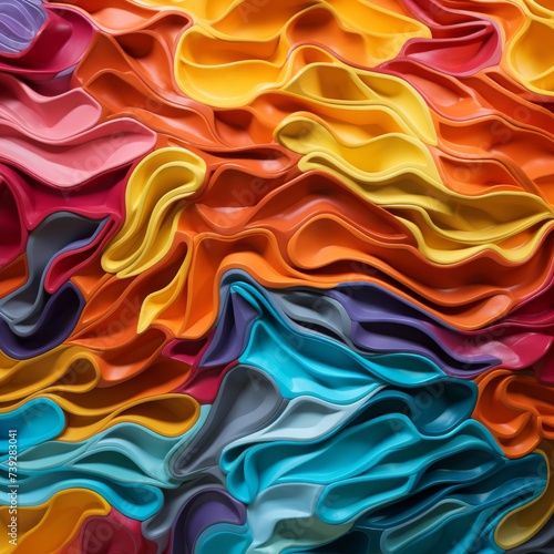 Abstract background of colored wavy silk or satin fabric texture.