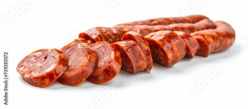 Assorted succulent sausages on a clean white background for culinary design projects