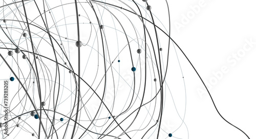 Big data visualization. Network connection structure with chaotic distribution of points and lines. 3D rendering. © vegefox.com