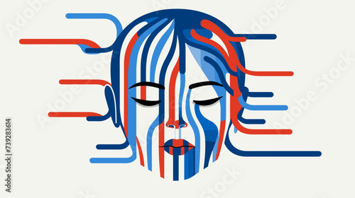 Abstract headache icon with throbbing lines  symbolizing stress-induced headaches. simple Vector art