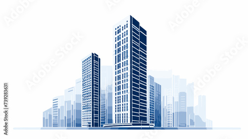 Abstract high-rise building with engineering details symbolizing architectural design. simple Vector art