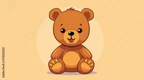 Abstract happy and contented teddy bear  representing childhood joy. simple Vector art