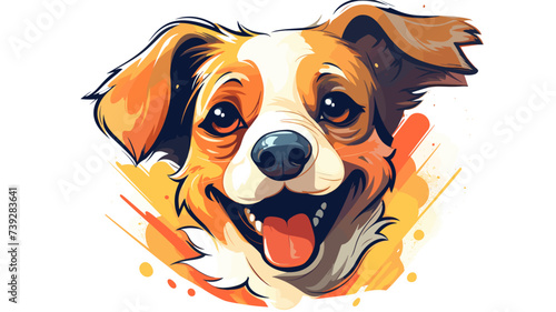 Abstract happy and contented puppy face  representing canine joy. simple Vector art