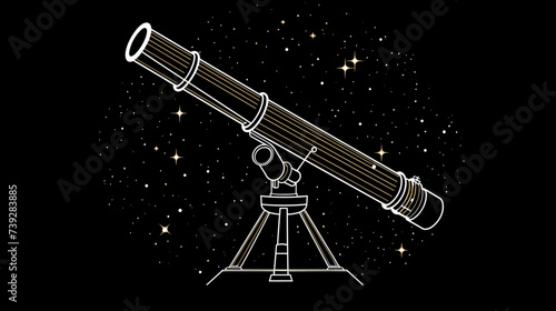 Abstract telescope with stars and galaxies  representing astronomical observation. simple Vector art