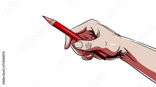 Abstract teacher's hand with a red pencil  representing grading and assessment. simple Vector art