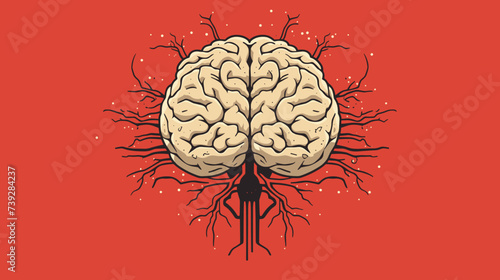 Abstract stressed-out brain icon  representing mental strain. simple Vector art