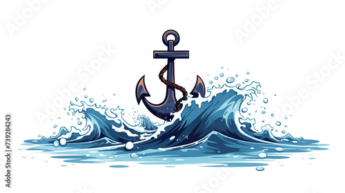 Abstract sinking anchor  representing defeat at sea. simple Vector art