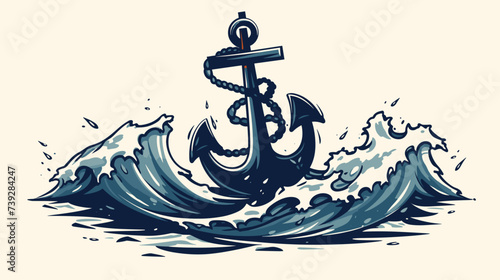 Abstract sinking anchor  representing defeat at sea. simple Vector art