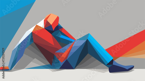 Abstract slumped and hunched-over figure  representing a defeated posture. simple Vector art