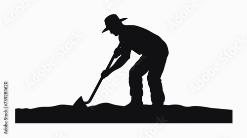 Abstract farmer's silhouette with a hoe  representing manual labor in agriculture. simple Vector art