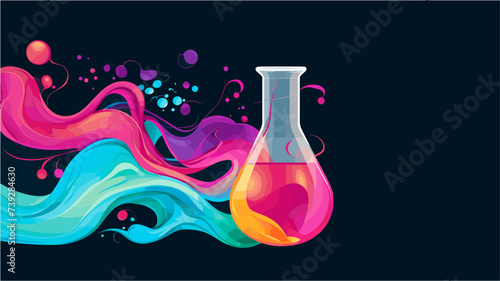 Abstract beaker with a swirl of colorful gases  representing gas-phase reactions. simple Vector art