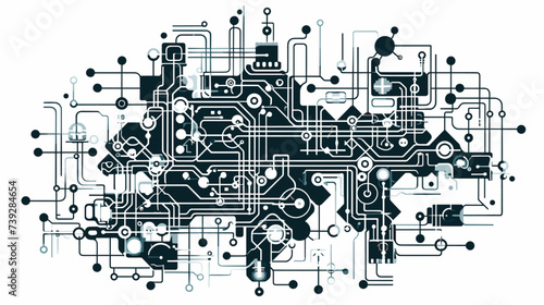 Abstract electrical symbols forming a puzzle  symbolizing the complexity of electrical engineering. simple Vector art