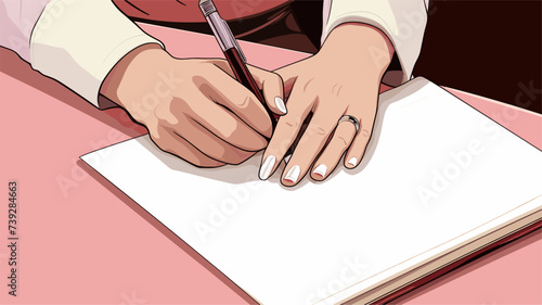 Abstract nurse's hands with a notepad  symbolizing communication and patient care. simple Vector art