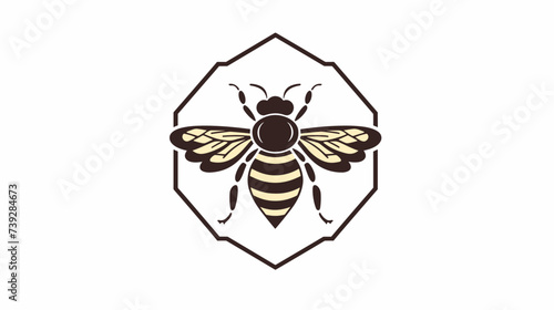 Abstract bee with a farmer's silhouette  representing pollination in agriculture. simple Vector art