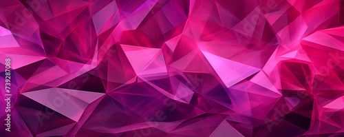 3d render, abstract magenta crystal background, faceted texture, wide panoramic polygonal wallpaper photo