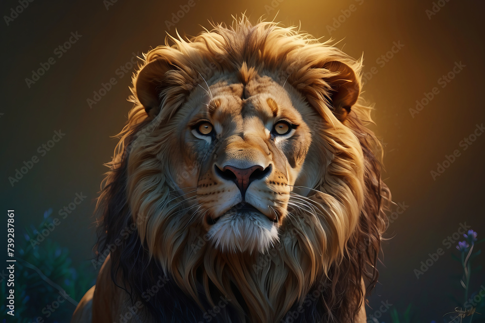 Naklejka premium Lion with a crown of thorns. Jesus, the Lion