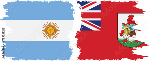 Bermuda and Argentina grunge flags connection vector