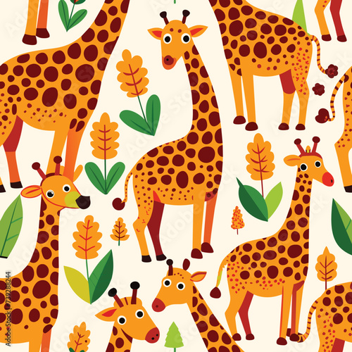 Giraffe pattern design, vector illustration for fabric print paper connected seamlessly.