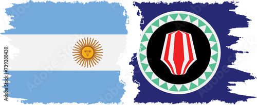 Bougainville and Argentina grunge flags connection vector