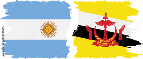 Brunei and Argentina grunge flags connection vector