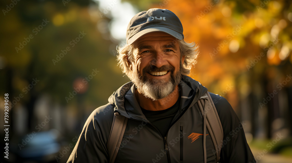 Senior Gentleman Jogging Amid Lush Greenery Senior Gentleman Jogging Amid Lush Greenery