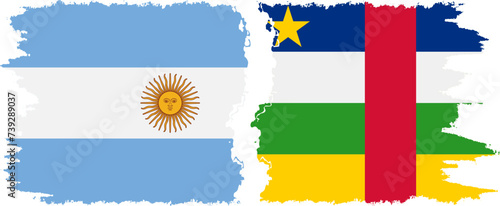 Central African Republic and Argentina grunge flags connection vecto