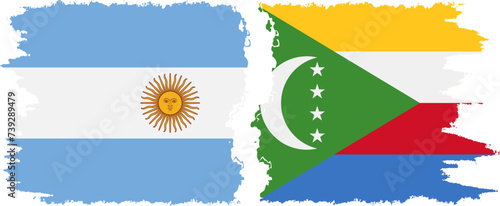 Comoros and Argentina grunge flags connection vector