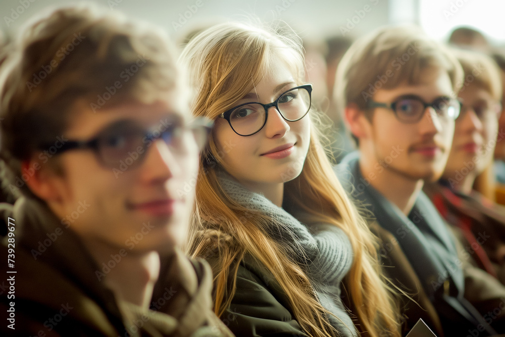 Teenagers at a college lecture, academic session, campus education, student experience Teenagers at a college lecture, academic session, campus education, student experience