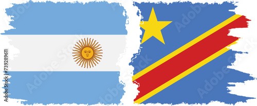 Congo - Kinshasa and Argentina grunge flags connection vector