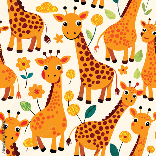 Giraffe pattern design, vector illustration for fabric print paper connected seamlessly.