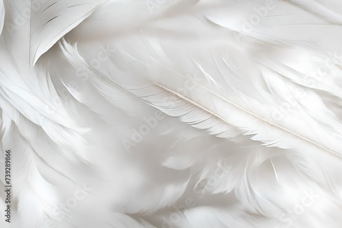 A single, delicate white feather resting gracefully on a smooth, soft fabric surface, embodying lightness and purity