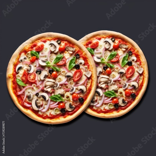 Pizza on white background.
