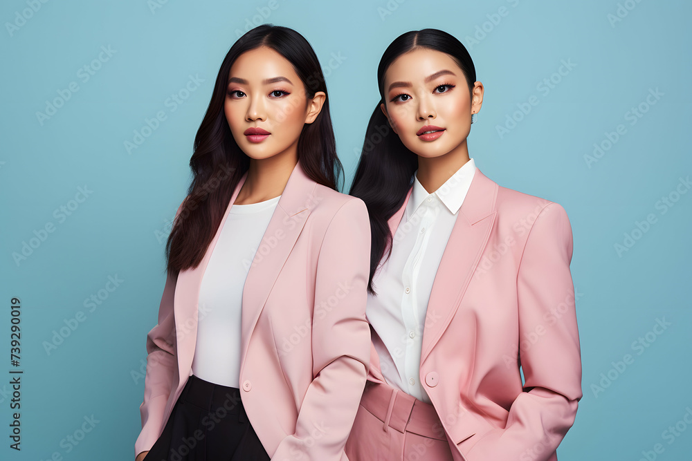 Popular Thai Influencers Bring Confidence and Allure to the Forefront Against a Crisp, White Canvas Popular Thai Influencers Bring Confidence and Allure to the Forefront Against a Crisp, White Canvas