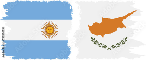 Cyprus and Argentina grunge flags connection vector