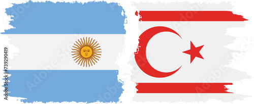 Turkish Republic of Northern Cyprus and Argentina grunge flags conne