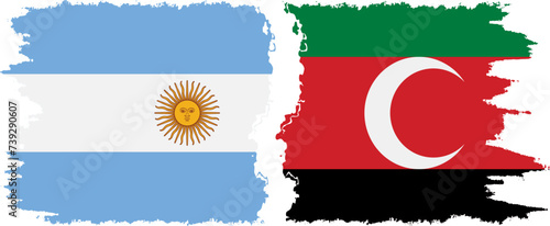 Darfur and Argentina grunge flags connection vector