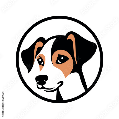 Dog head logo design. Face of a cute dog symbol or a logo. Rounded and  simple design © damien333