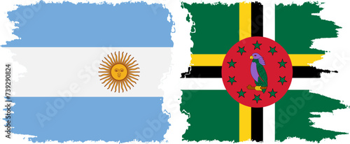 Dominica and Argentina grunge flags connection vector