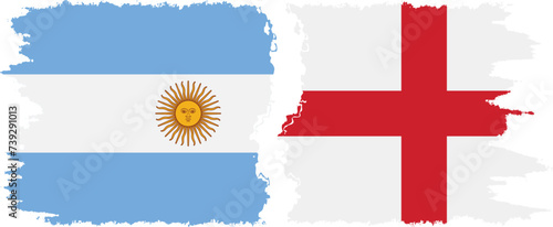 England and Argentina grunge flags connection vector