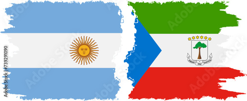 Equatorial Guinea and Argentina grunge flags connection vector
