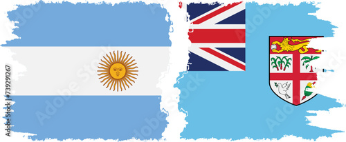 Fiji and Argentina grunge flags connection vector