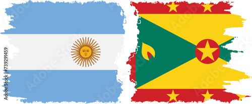 Grenada and Argentina grunge flags connection vector