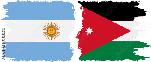Jordan and Argentina grunge flags connection vector