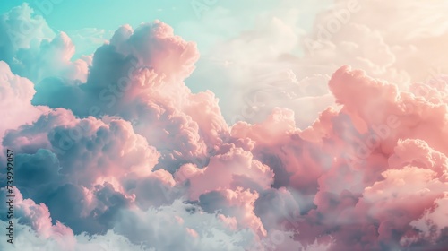 Pastel Dreams Soft Cloudscape in a Pink Palette Dissolving into a Bright Sky Blue Horizon