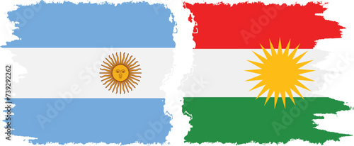 Kurdistan and Argentina grunge flags connection vector