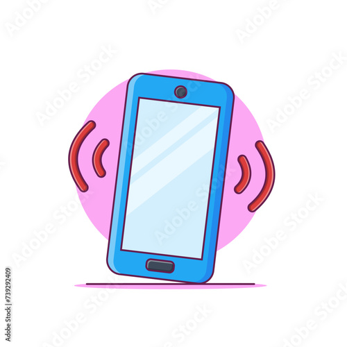 Ringing smartphone cartoon vector illustration. Incoming call in phone on white background