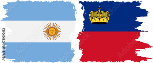 Liechtenstein and Argentina grunge flags connection vector