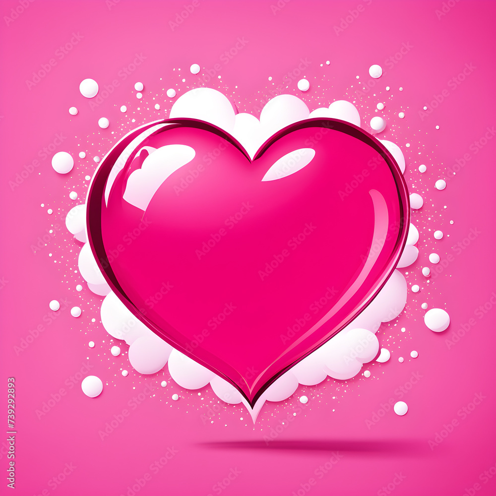 Pink heart speech bubble on pink background. 