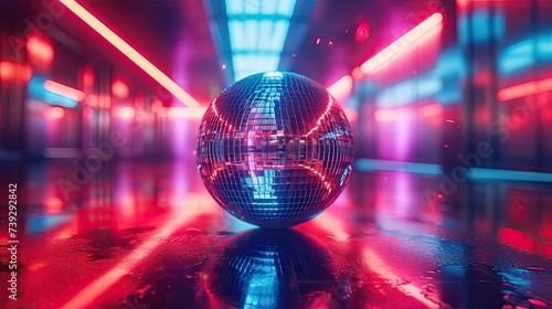 Disco balls in the club, in blue and pink light